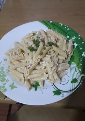 Una foto de Fideos con crema de leche ❤
