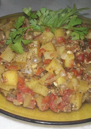 صورة لوصفة مخلوطة الخضار 🍅🍆🌶🌿🍟🍖