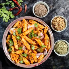A picture of Kadhai pasta masala.