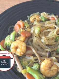 Foto resep (Diet) Mie shirataki brokoli udang jamur wortel sehat #homemadebylita