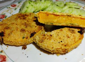 Una foto de Milanesas de calabaza anco sin sal agregado