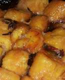 Plátanos al caldero con zumo de chinola