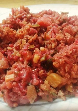 صورة لوصفة رز الشمندر مع الخضروات