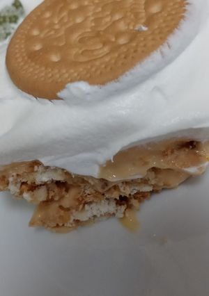 A picture of Maria cookie pumpkin Freezer cake.