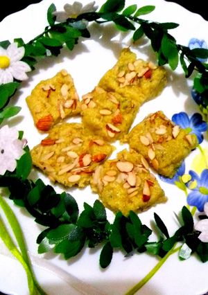 A picture of Mango milkcake / Mango barfi.