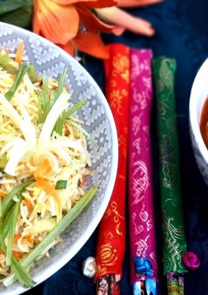 A picture of Chinese egg fried Rice.