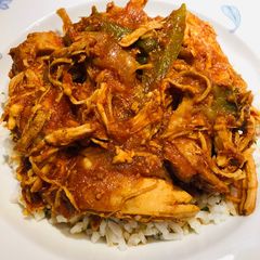 A picture of Crockpot Shredded Chicken Paprika.