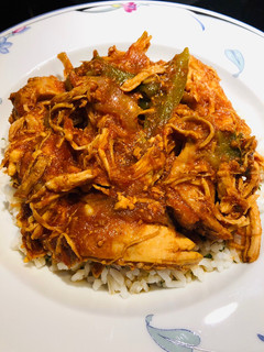 A picture of Crockpot Shredded Chicken Paprika.
