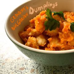 A picture of Bulgarian paprika dumplings.
