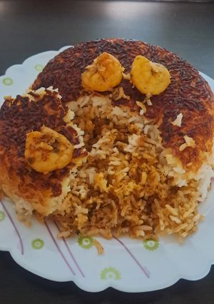 عکسی از دستور میگو پلوی ویژه به سبک ته چین