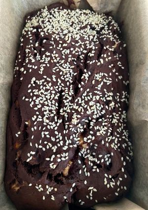 A picture of Chocolate sesame banana bread - can be vegan and GF.