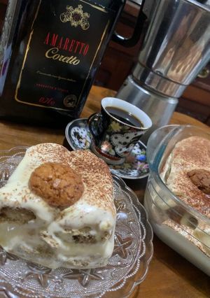 O poză a rețetei Tiramisu cu cafea și amaretto.