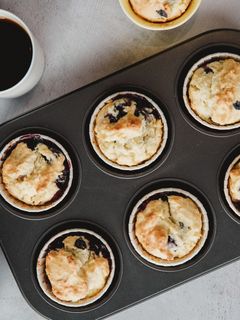 A picture of Low-Sugar Dessert <Pastry> Low-Sugar Blueberry Muffins.