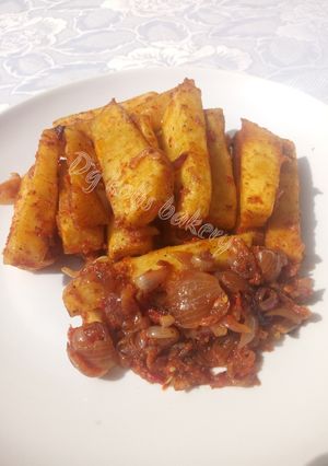 A picture of Spicy fried yam.