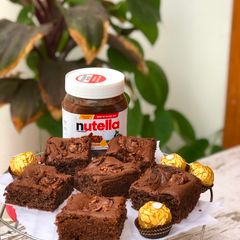 A picture of Chocolate Nutella -Ferrero rocher brownies (eggless).
