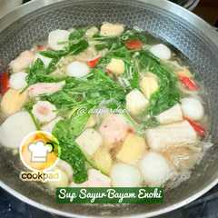 👩‍🍳Sup Sayur Bayam Enoki-レシピのメイン写真