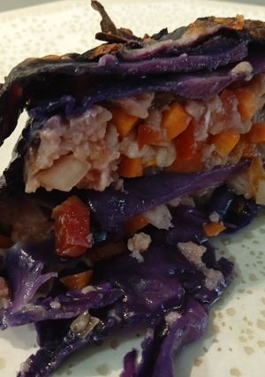 Una foto de Pastel de col lombarda