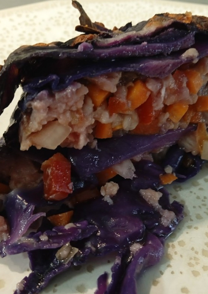 Una foto de Pastel de col lombarda