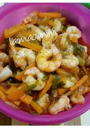 A picture of Shrimp with oyster sauce.