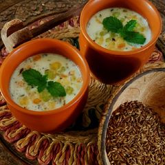 A picture of Raw Mango Masala Boondi Chaas.