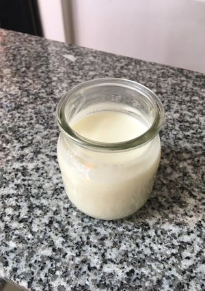 Una foto de Yogur casero con crema