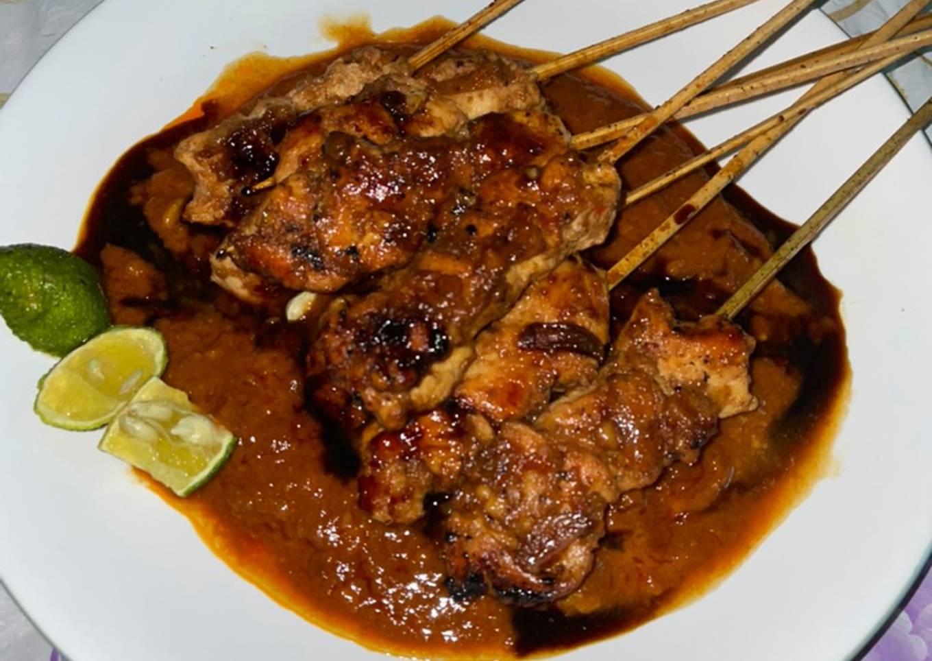 Sate ayam teflon bumbu kacang
