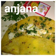 A picture of Moong daal chila with paneer stuffing..