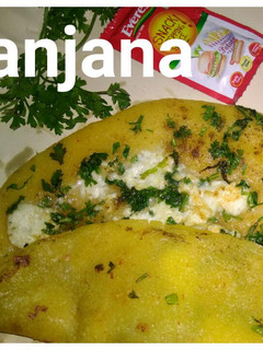 A picture of Moong daal chila with paneer stuffing..