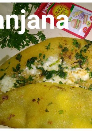 A picture of Moong daal chila with paneer stuffing..