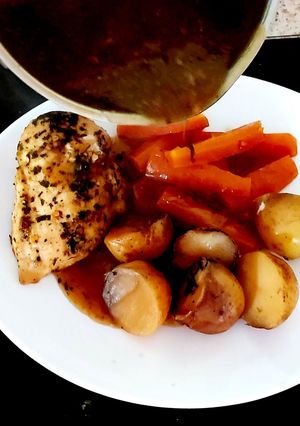 A picture of My One Pan Lemon Pepper Chicken Meal #1Potrecipe #Dinner.