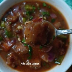 A picture of Paneer Manchurian gravy (A gravy saucy version).