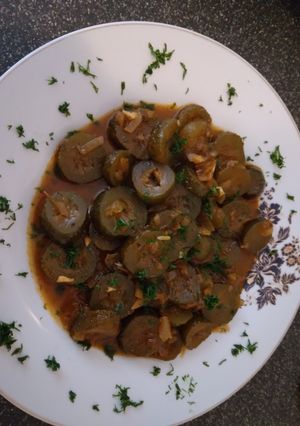 O poză a rețetei Tocăniță de castraveți fără carne.