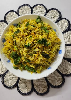 A picture of Quick Sprout Salad Masala Rice.