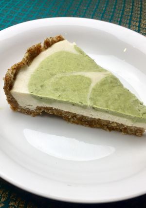 A picture of Raw Key lime matcha cheesecake.