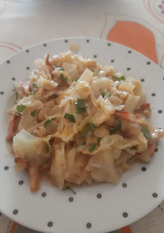 Una foto de Repollo carbonara low carb