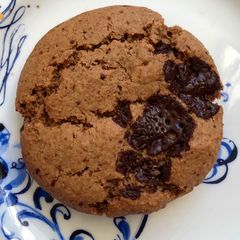 A picture of Chunky Chocolate and hazelnut cookies - can be vegan.