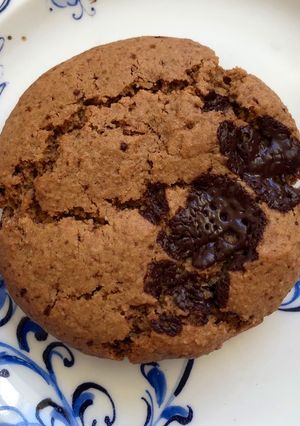 A picture of Chunky Chocolate and hazelnut cookies - can be vegan.