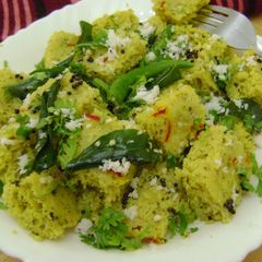 A picture of Kasuri Methi & Saffron Dhokla.