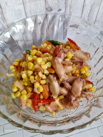 Cara Gampang Membuat Resep  Cumi asin tumis jagung manis yang Bikin Ngiler, Lezat