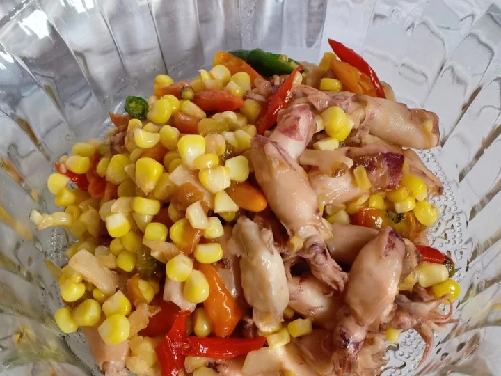 Cara Gampang Membuat Resep  Cumi asin tumis jagung manis yang Bikin Ngiler, Lezat