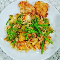 A picture of Seafood Fried Rice with Veggies.