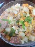 Ensalada de atún con naranja, boniato y melón