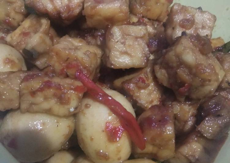 Tempe telur puyuh balado