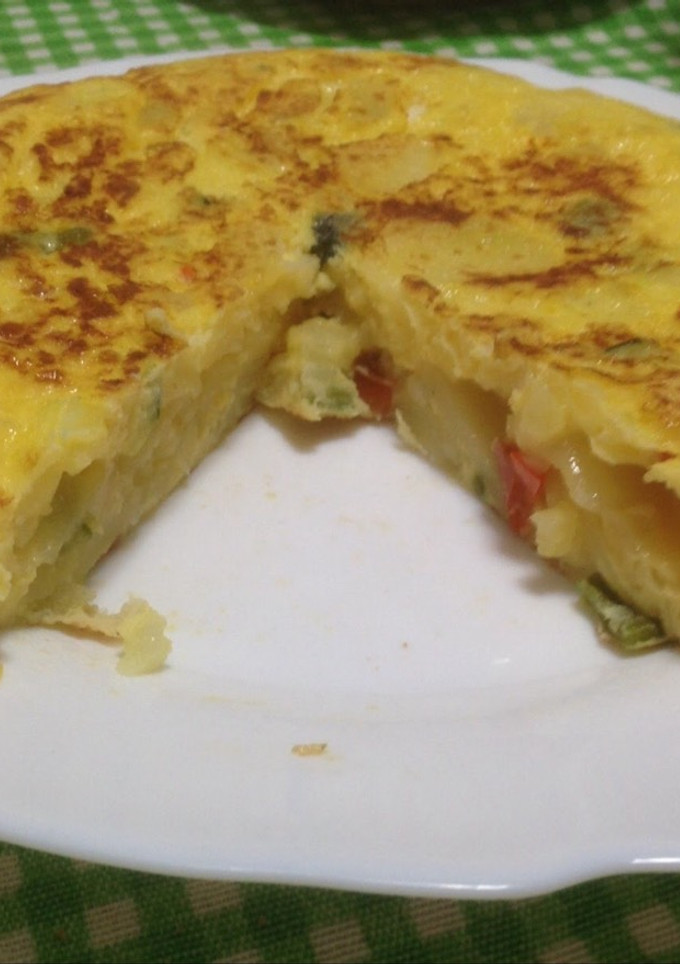 Una foto de Tortilla paisana preparada en el microondas con vaporera