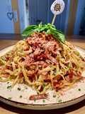 Spaghetti mit gebratenem Speck
