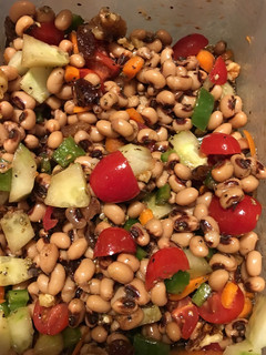 A picture of Black eyed pea salad.