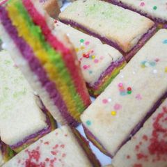 A picture of Rainbow cookies.