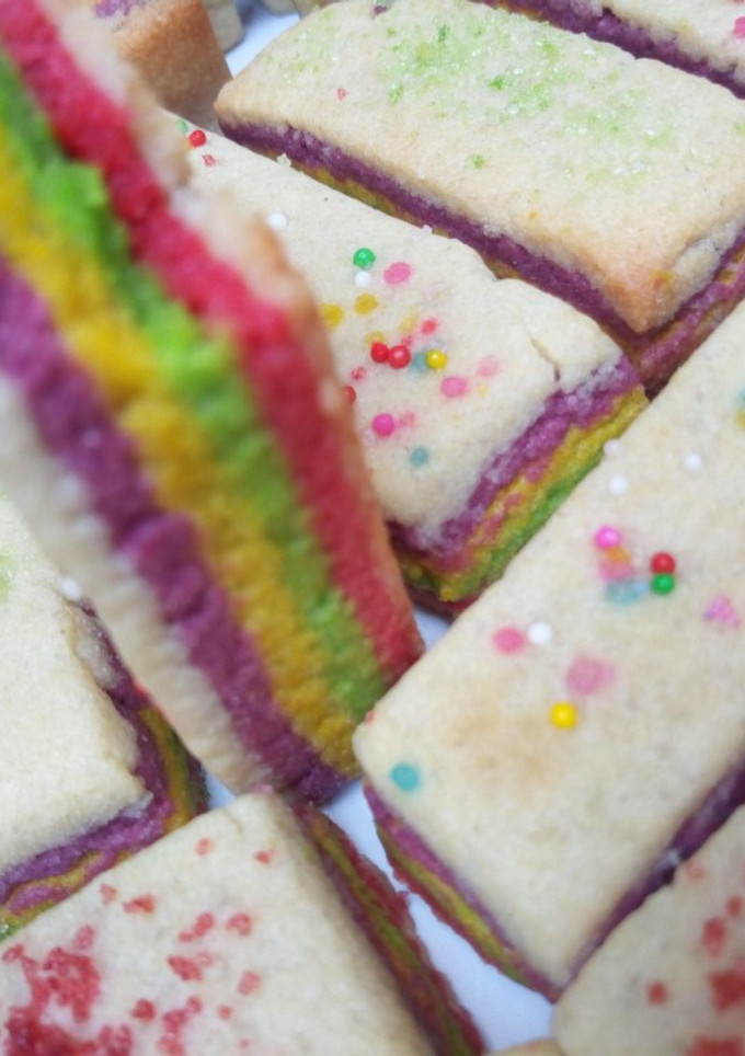 A picture of Rainbow cookies.