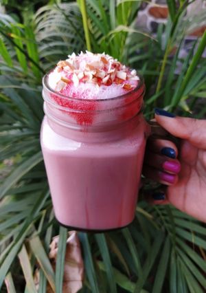 A picture of Rooh Afza Milkshake | Rose Milk | Simple Mug Recipe.