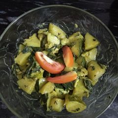 A picture of Baby Pumpkin with Baathu leaves.